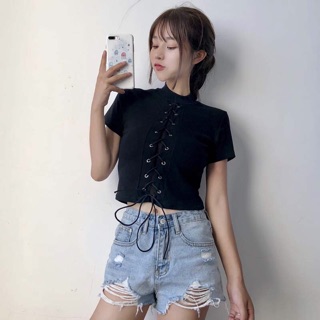 Áo croptop đan dây bụng cực chất