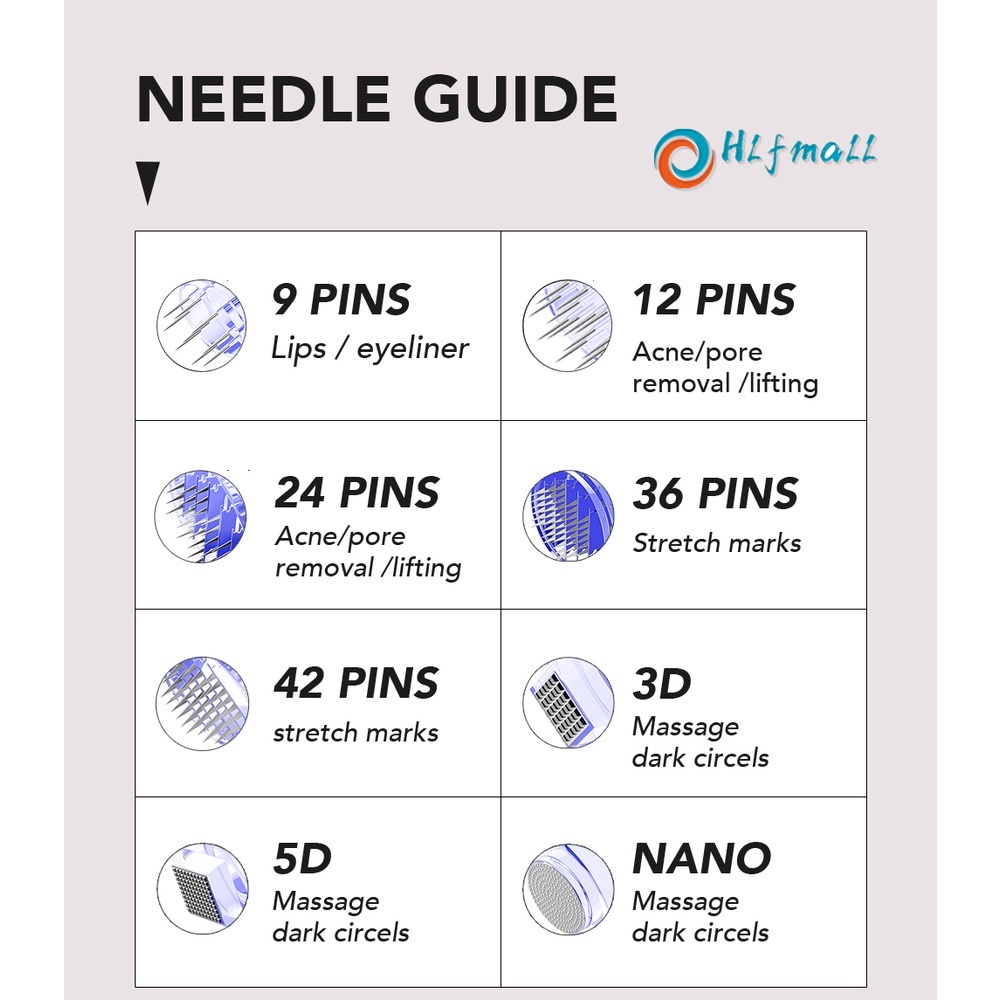 Set 10 Súng Bắn Nước Nano 9pin 12pin 24pin 36pin 3D 5D Chăm Sóc Da Mặt