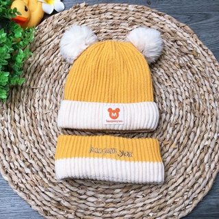 Set mũ len kèm khăn ống cho bé