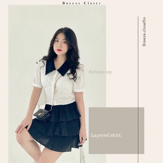 Buttons top- áo sơ mi croptop tay bồng
