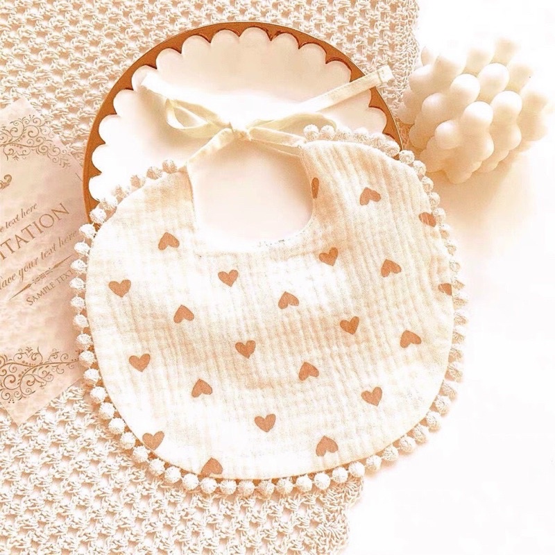 Yếm ăn dặm cho bé, yếm tam giác vải xô muslin 4 lớp dày dặn, mềm mịn cho bé yêu thấm hút cực nhanh
