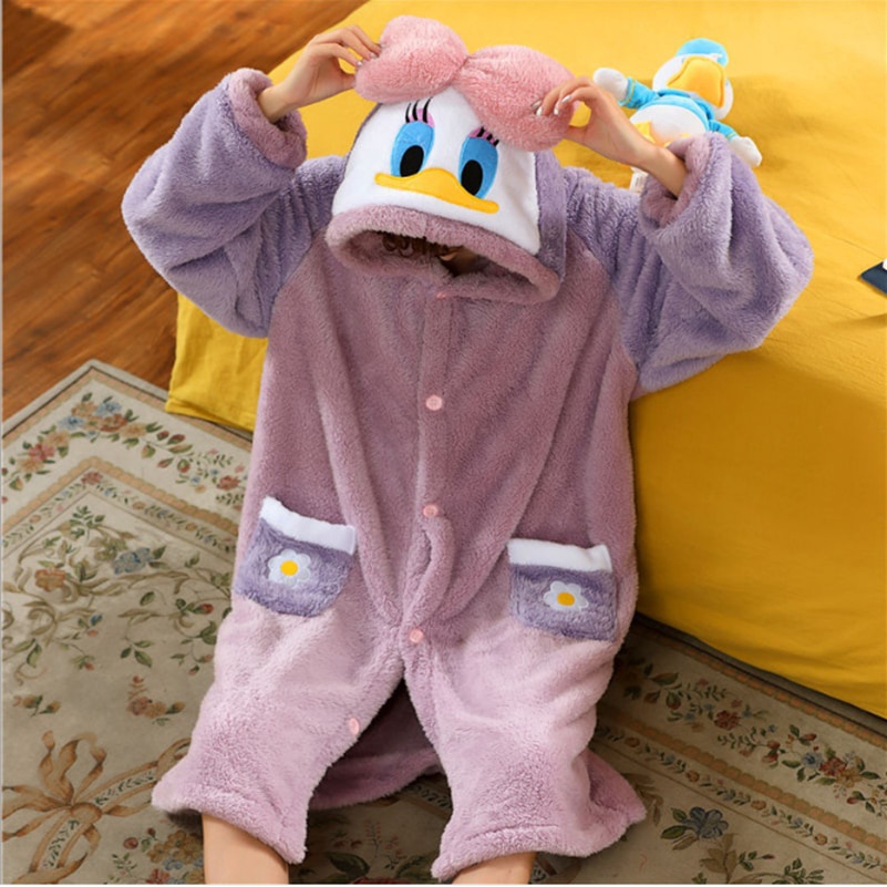 🇻🇳Trong kho🇻🇳<Người lớn & TRẺ EM> Donald Duck đồ ngủ, nhung san hô Áo choàng tắm nữ, Đồ ngủ dài và dày★COD★ | BigBuy360 - bigbuy360.vn