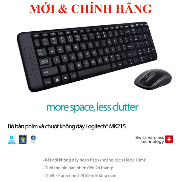 Bộ bàn phím và chuột không dây Logitech MK315, MK295, MK275, MK215