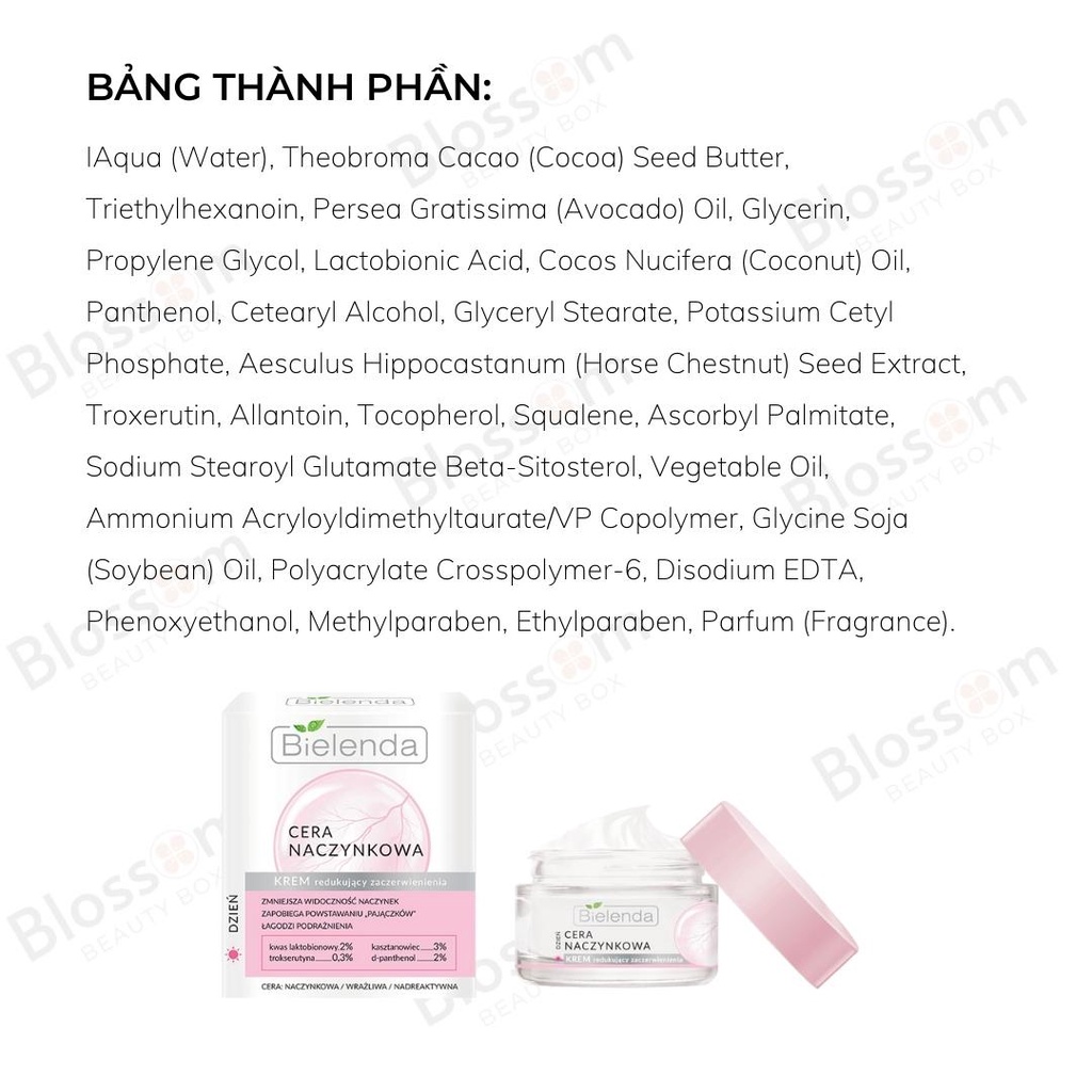 Kem dưỡng ngày BIELENDA Anti-redness Capillary giảm đỏ, dãn mao mạch 50ML