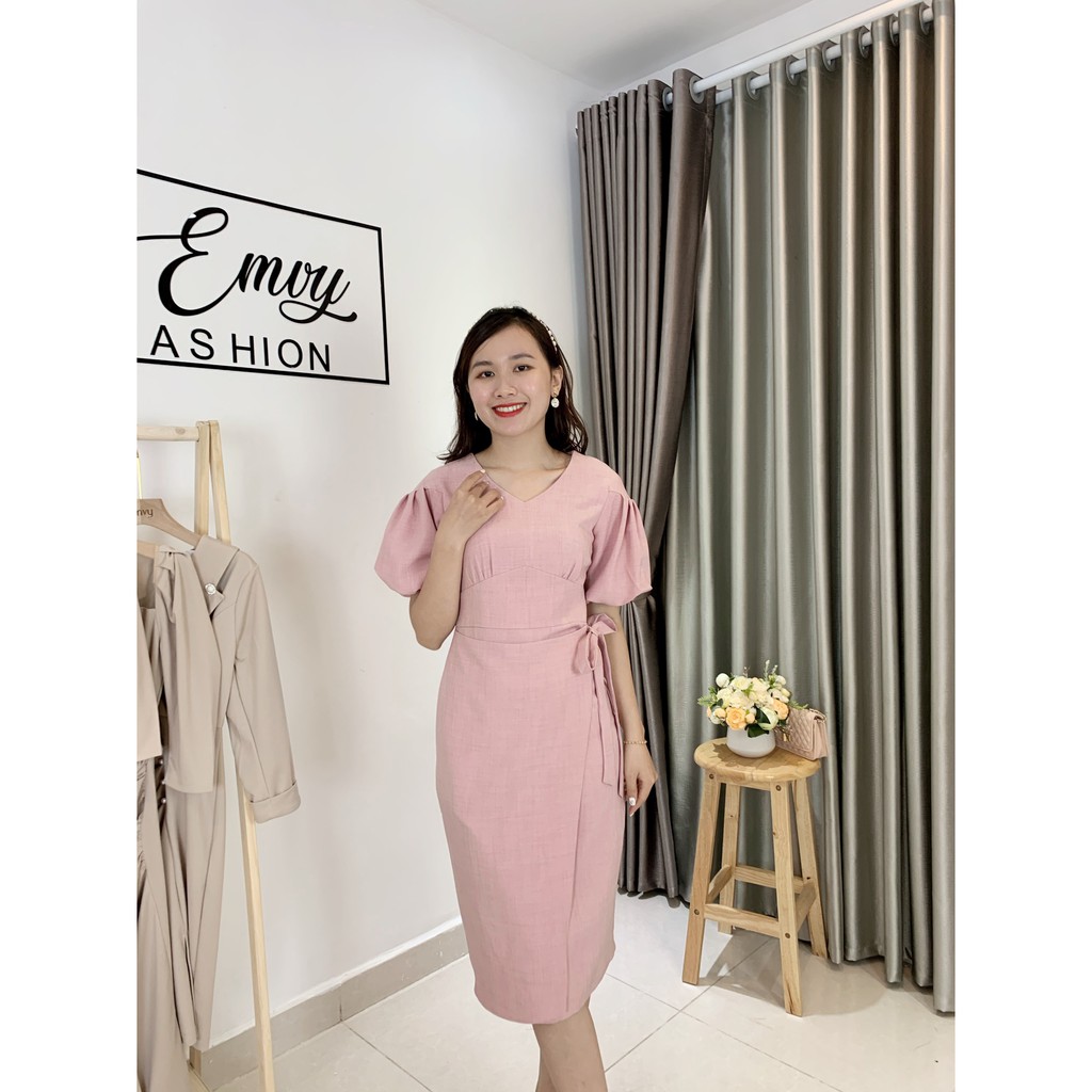[Mã WASTGO hoàn 10% xu đơn 99k] Váy Mango xước thiết kế tay bồng Emvy V67 | BigBuy360 - bigbuy360.vn