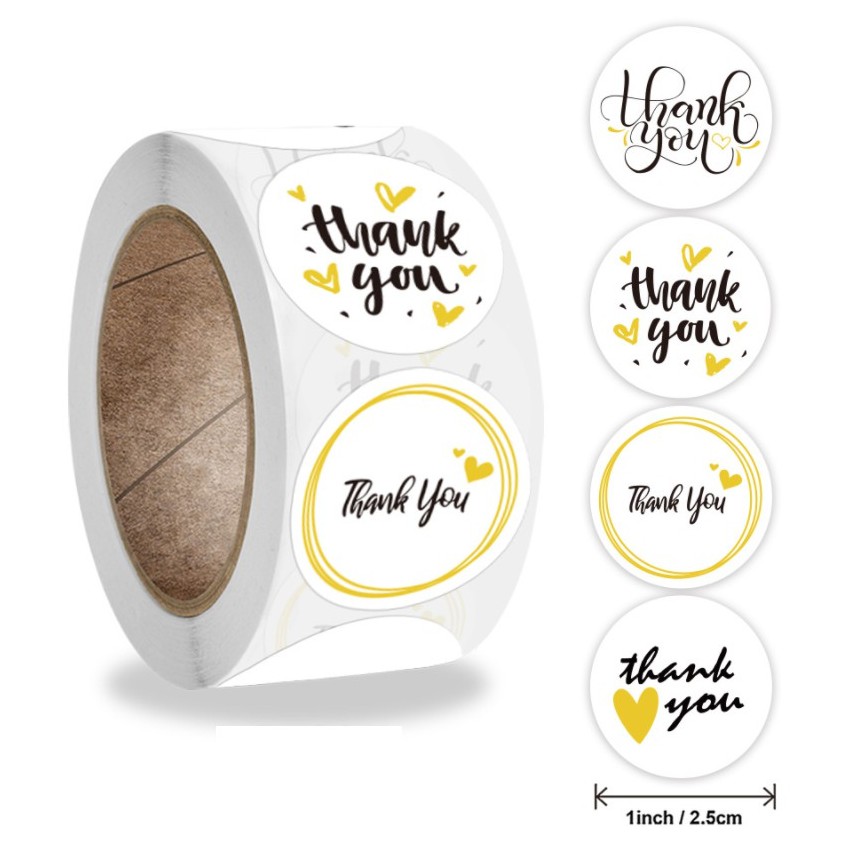 Cuộn 500 stick Sticker thank you dán nhãn cảm ơn STICK015