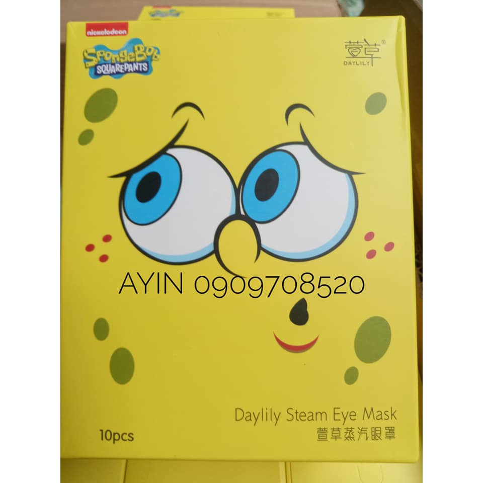 Mặt nạ mắt nóng Daylily Spongebob Squarepants thư giãn mắt - Hộp 10 miếng