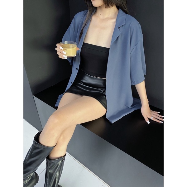 SƠ MI  ANTIDOOR CAO CẤP 100% COTTON OVERSIZE - MÀU TRẮNG - ĐEN - XANH - HÌNH THẬT SHOP CHỤP