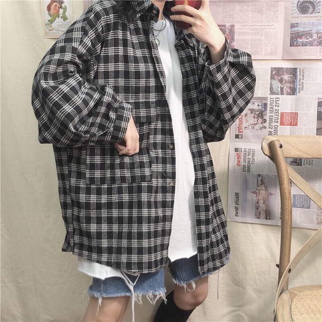 [ RẺ VÔ ĐỊCH] ÁO SƠ MI KẺ CARO ULZZANG / ÁO SƠ MI FORM RỘNG OVERSIZE HOT