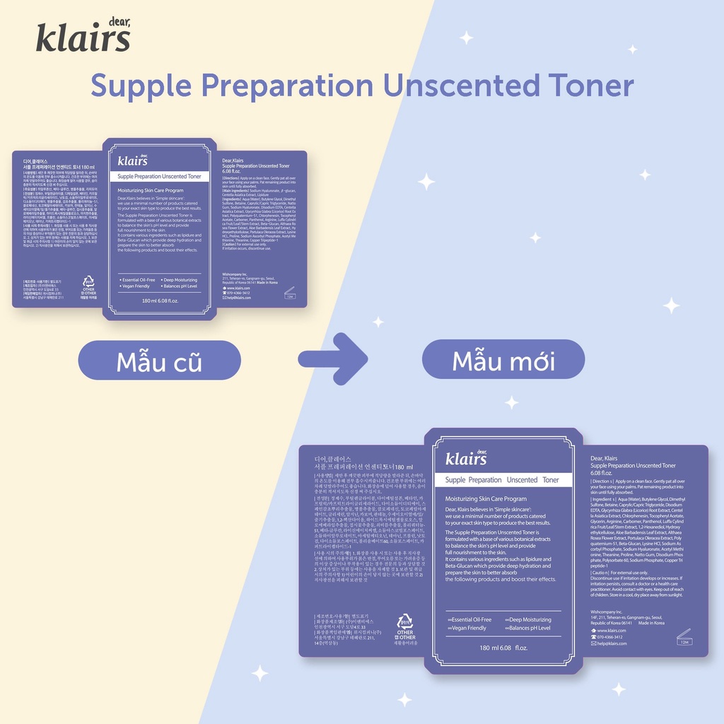 MẪU MỚI 2021_Nước hoa hồng Klairs Supple Preparation Facial Toner 180ML | BigBuy360 - bigbuy360.vn