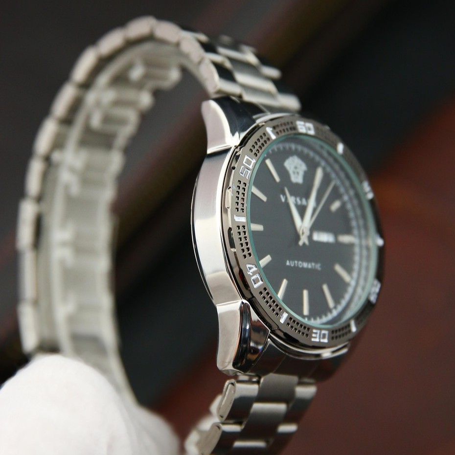 Đồng hồ nam dây thép VE003048 phong cách Ý mặt kính chống xước cao cấp hiển thị 2 lịch ngày tháng thiết kế sang trọng