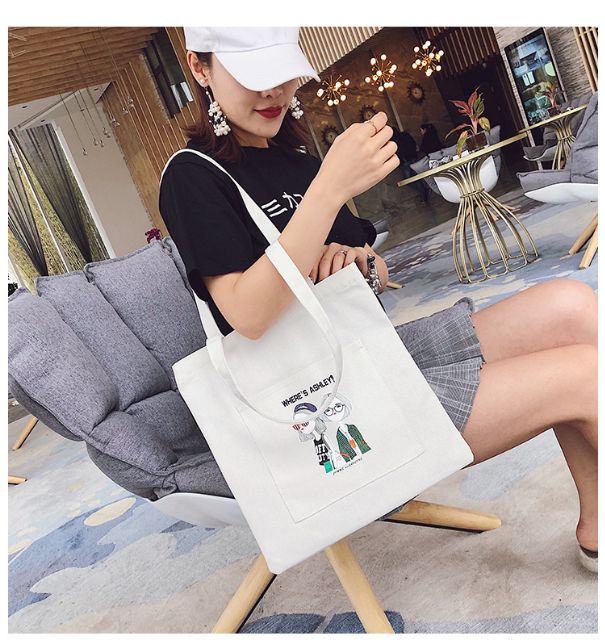 {XẢ HÀNG NGHỈ BÁN} Túi tote in hình 2 cô gái