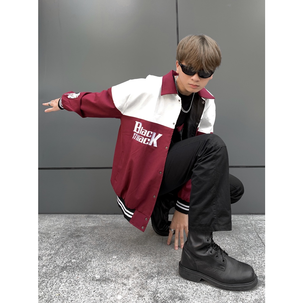 Áo Khoác Rockie Bomber Varsity, cổ bẻ, màu ĐỎ ĐÔ BLACKMIACK