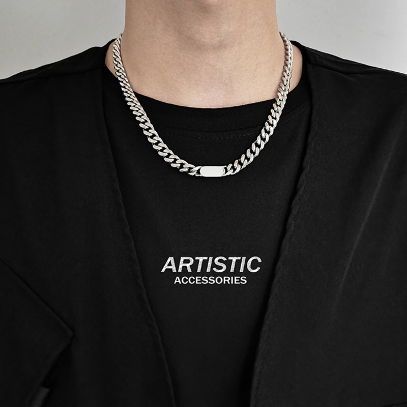 Vòng cổ thép titan thiết kế đơn giản phong cách hip hop cho nam và nữ