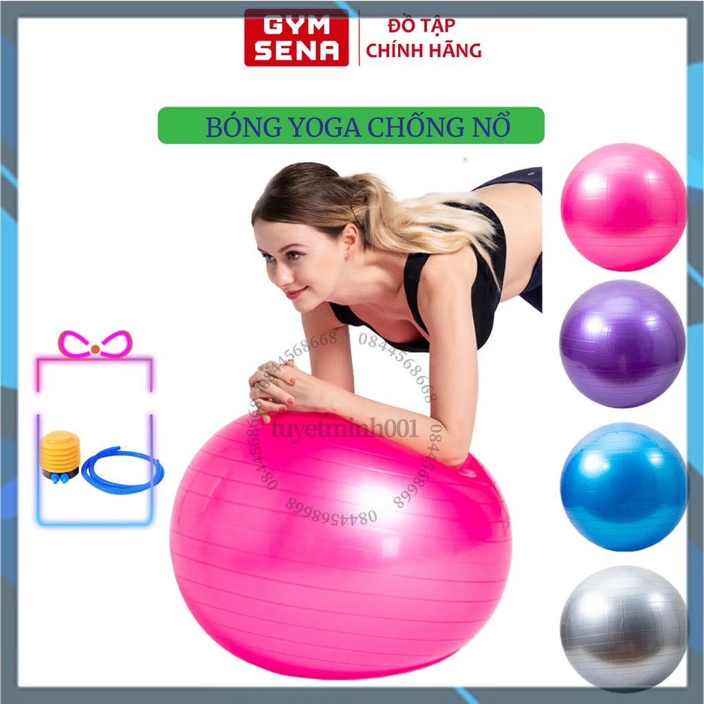Bóng hơi tập gym yoga trơn 65, 75 cm có tặng kèm bơm chân