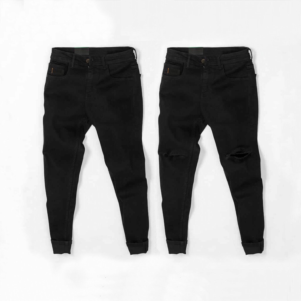 Quần jean nam đen trơn vải jeans bò cotton duck cao cấp mềm mịn, co dãn 4 chiều - form slim fit [có Bigsize]
