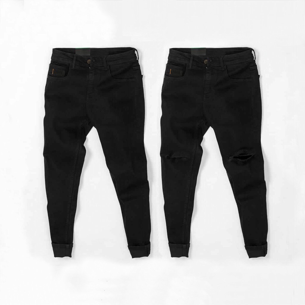 Quần jean nam đen trơn vải jeans bò cotton duck cao cấp mềm mịn, co dãn 4 chiều - form slim fit [có Bigsize] | BigBuy360 - bigbuy360.vn