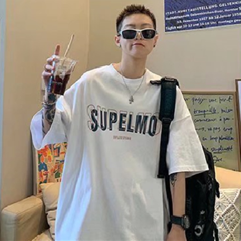 Áo Thun Tay Ngắn Dáng Rộng In Chữ Phong Cách Hàn Quốc Thời Trang Cho Nam Size M-5XL