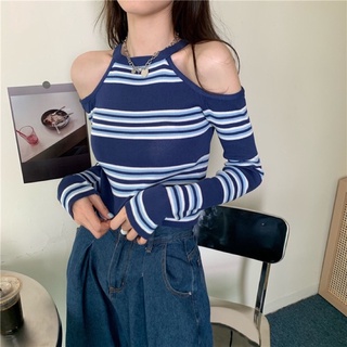 Áo len mỏng dài tay hở vai Ulzzang hàn quốc
