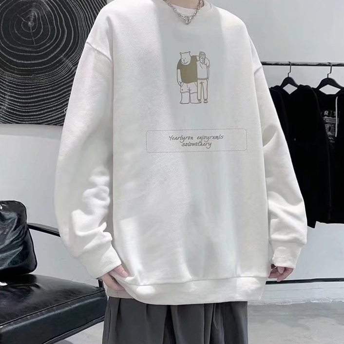 Áo len cổ tròn dáng rộng thời trang thu đông dành cho nam