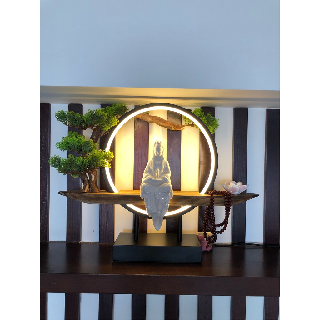Tượng Phật Bà Quan Âm có vòng đèn LED sáng T12 | BigBuy360 - bigbuy360.vn