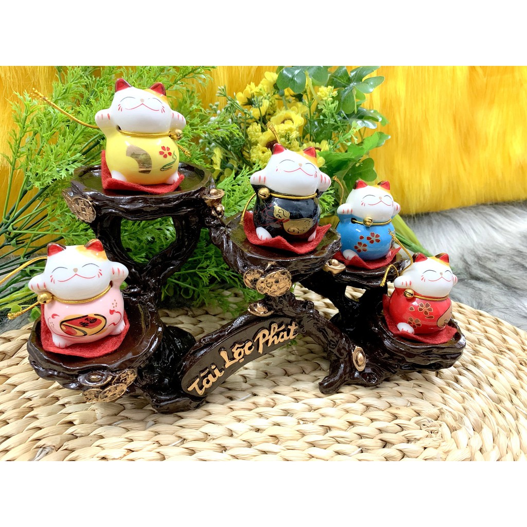 Tượng Mèo Sứ Thần Tài Maneki Neko và đế Tài Lộc Phát ( Việt Nhật )