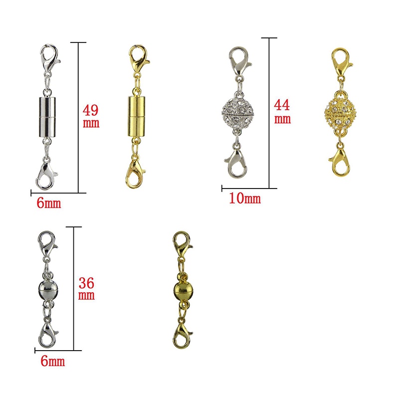 Set 5 / 6 Móc Nối Dài Vòng cổ / Vòng Tay Màu Vàng / Bạc Có Khóa Nam Châm Diy Mới