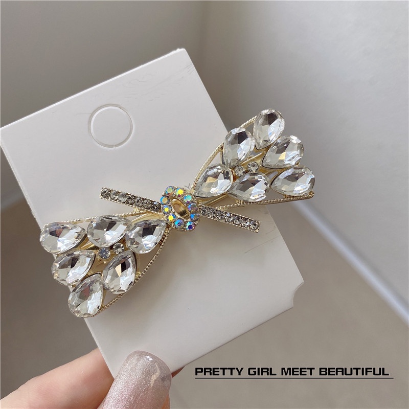 Kẹp Tóc Nơ Chữ A Đính Đá Zircon Thời Trang Phổ Biến Hàn Quốc Mới