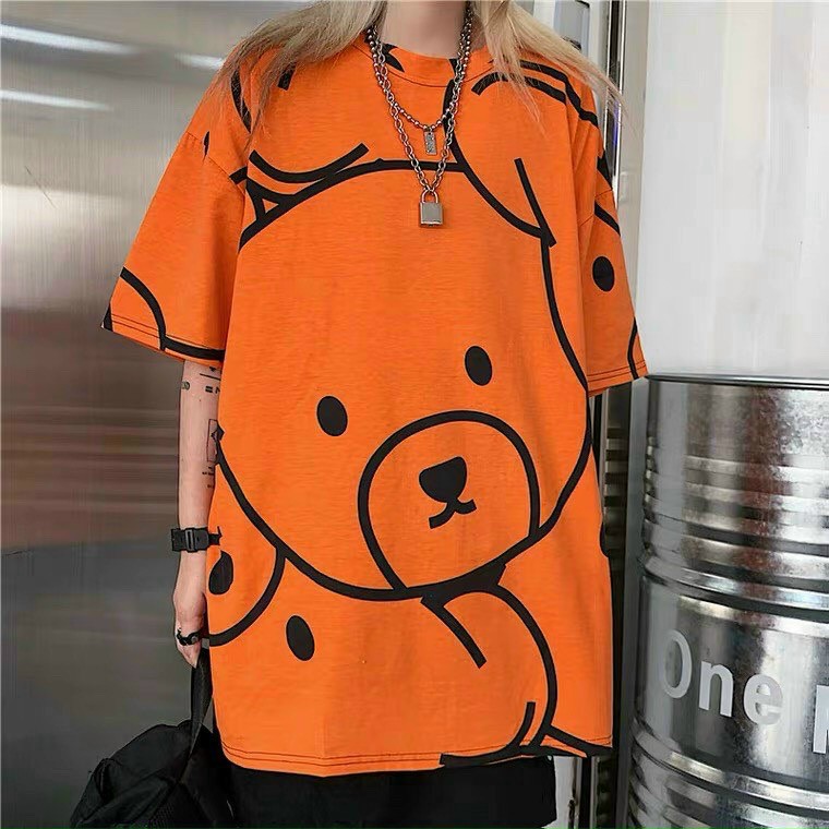 Áo phông họa tiết hình gấu cute fom rộng nhiều màu