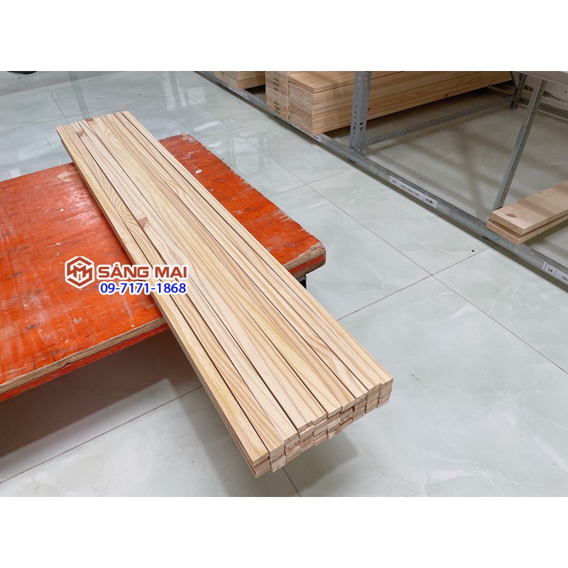 [MS145] - Thanh gỗ thông 1cm x 2cm x dài 120cm + gia công láng mịn 4 mặt