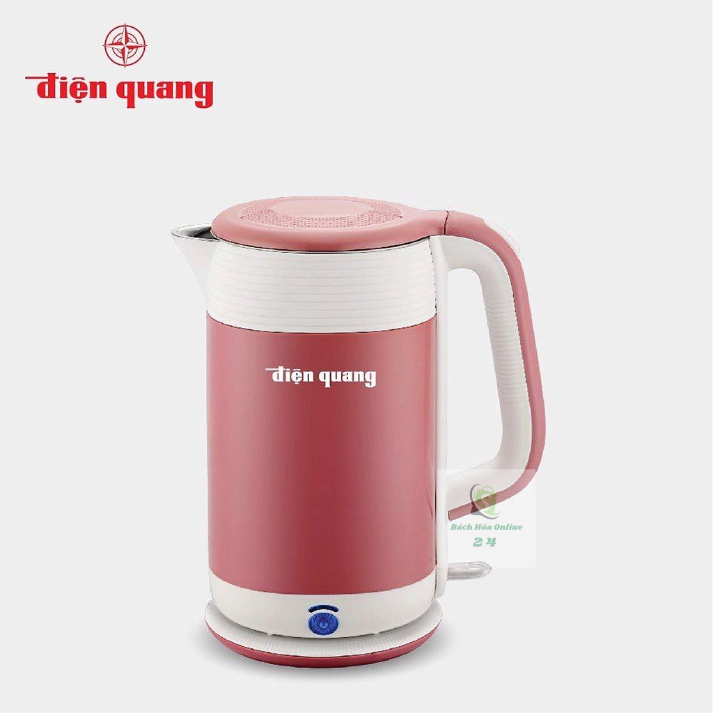 Ấm đun nước cao cấp Điện Quang EKT10 - công suất 1800W - 1.8L - inox 304 an toàn - vỏ 2 lớp - có chức năng giữ ấm