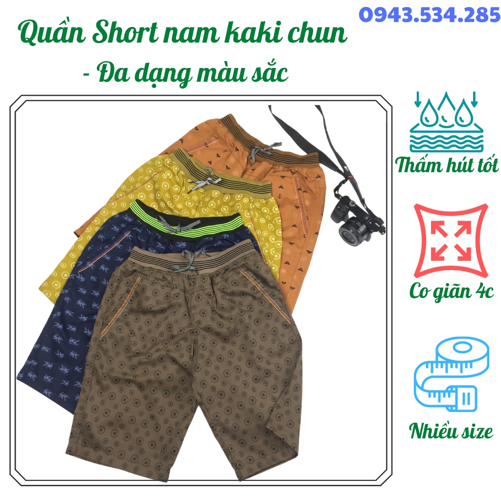 Quần Short Nam Cạp Chun Quần đùi ngắn thể thao nam kaki dáng lửng chun lưng co giãn mùa hè