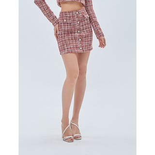 Chân váy SheByShj vải tweed đỏ - Red Kayla Skirt
