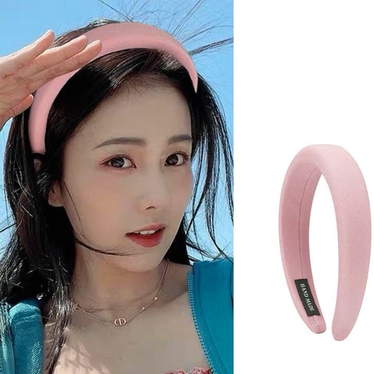 Băng Đô Cài Tóc Bản Rộng Màu Hồng Ngọt Ngào Thời Trang Hàn Quốc Cho Nữ