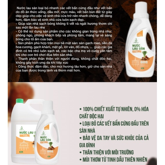 Nước lau sàn khử mùi, đuổi kiến gián an toàn cho bé Vỏ Quế - Bồ Hòn JULYHOUSE (Chai 1000ml)