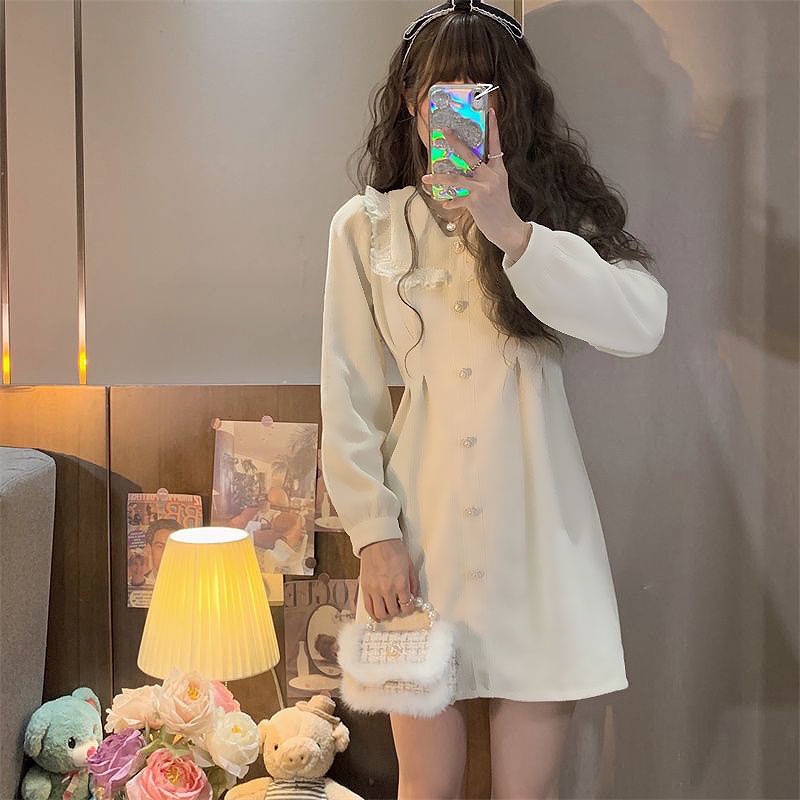 Đầm đen eo cao dáng chữ A phong cách cổ điển thời trang thu đông cho nữ