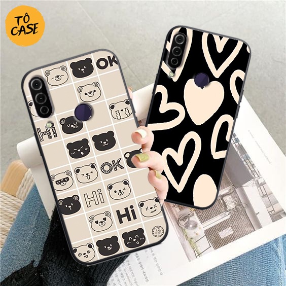 Ốp lưng Vsmart Joy 3 in hình Gấu & trái tim đáng yêu, ngộ nghĩnh, chất liệu ốp in cao cấp chống trầy xước
