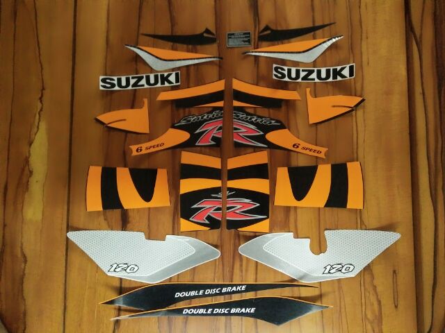 Bộ tem suzuki Satria 2000 màu cam bạc đen nhập Thái