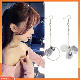 Cặp bông tai hợp kim kiểu dài phối hao và đính ngọc trai đầy độc đáo