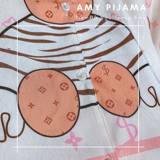 Set Pijama Lụa Ánh Kim Gấu L.V Hồng