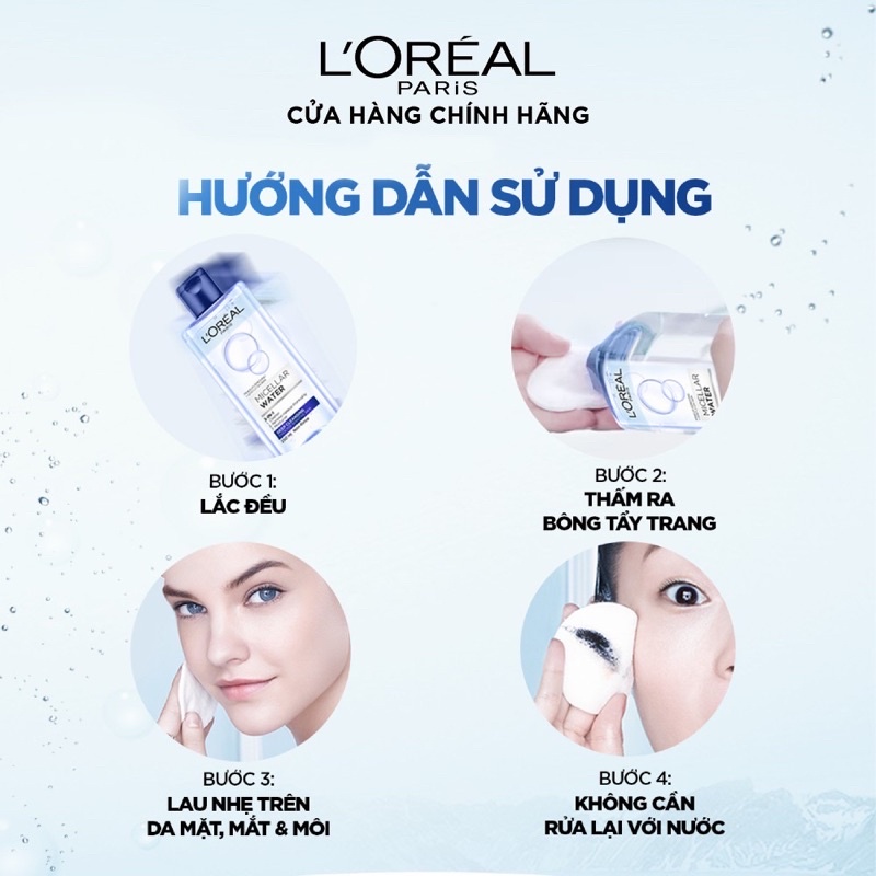 Nước tẩy trang cho mọi loại da L'Oreal Paris 3-in-1 Micellar Water 400ml