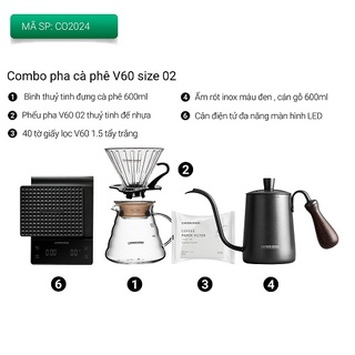 Combo bộ pha cà phê v60 02 phổ thông cafede kona
