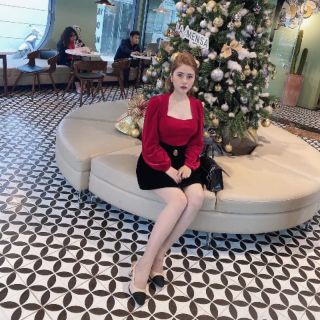 Áo nhung crotop tay bồng