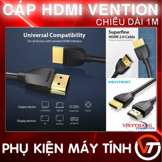 Cáp HDMI Vention mỏng nhẹ hỗ trợ 4K Độ dài 1m ( Dây HDMI 1m ) - Hàng chất lượng cao !