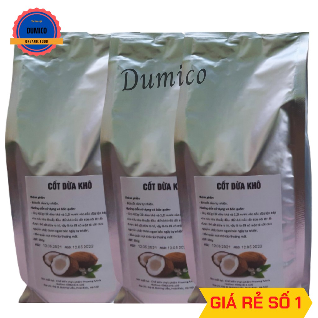 Cốt dừa khô Dumico,bột nước cốt dừa, pha chế,phụ liệu làm bánh,món ngon mỗi ngày,túi 400g.