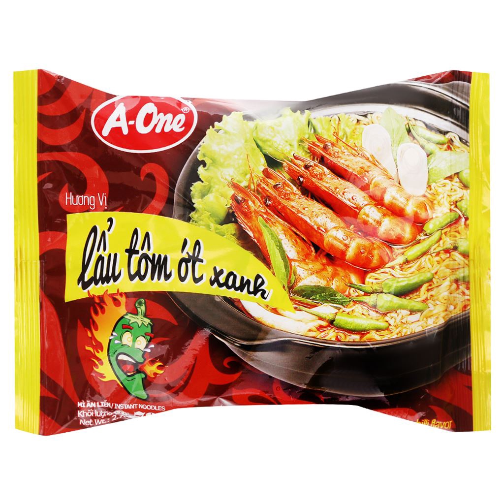 Thùng 30 gói mì A-One lẩu tôm ớt xanh