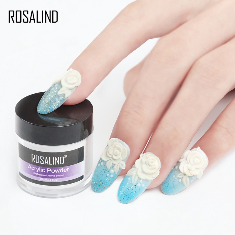 ROSALIND Acrylic Powder Crystal  Builder Transparent Acrylic Nail Powder Manicure 10g Pink White Clear