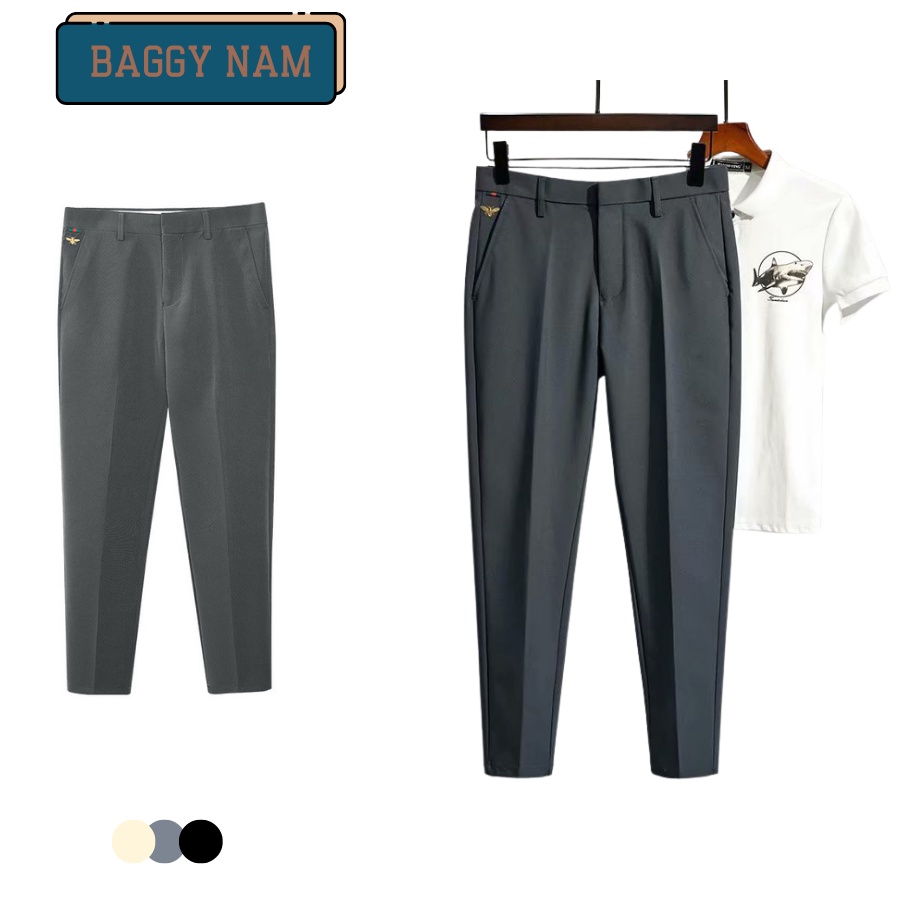 Quần âu nam thời trang Baggy nam thêu họa tiết con ong chất vải cao cấp co giãn 4 chiều ,không nhăn không xù 3 màu.