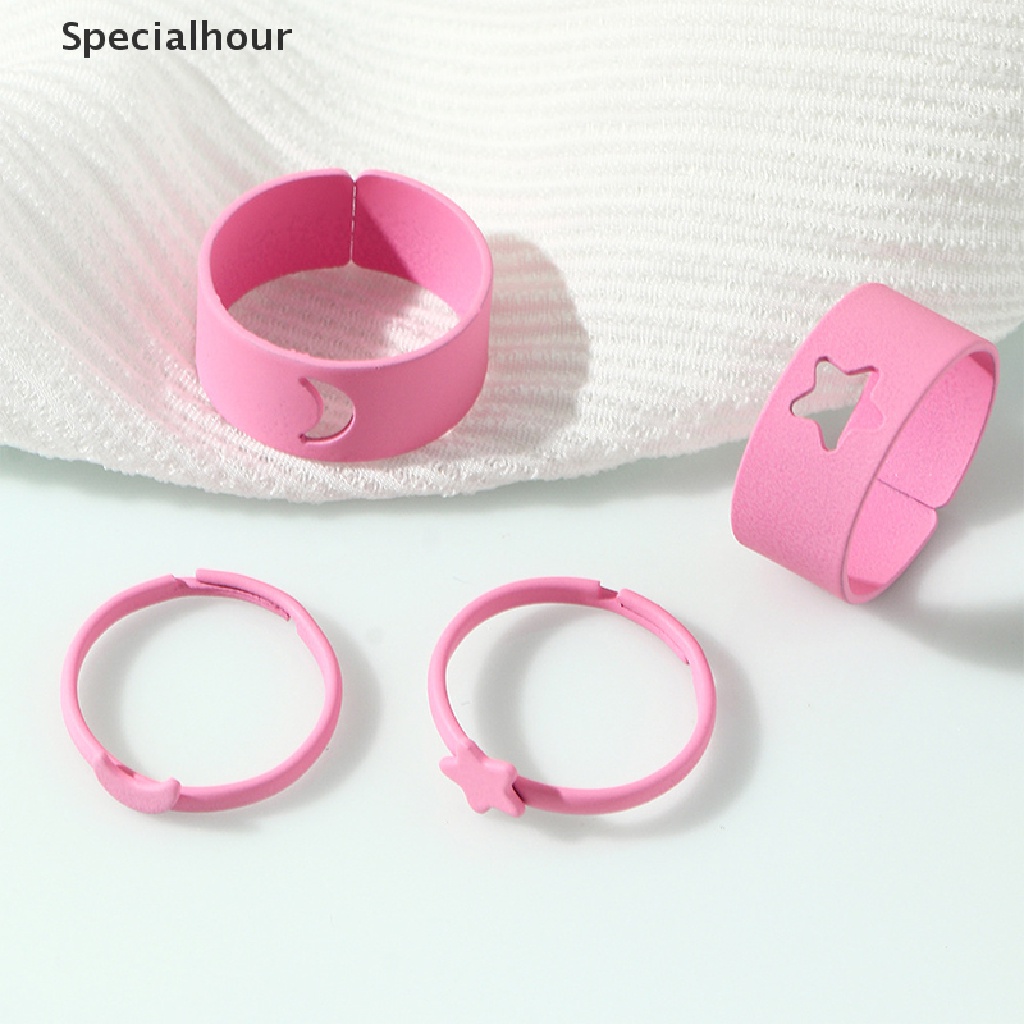 Set 4 nhẫn cặp hình trăng sao thời trang