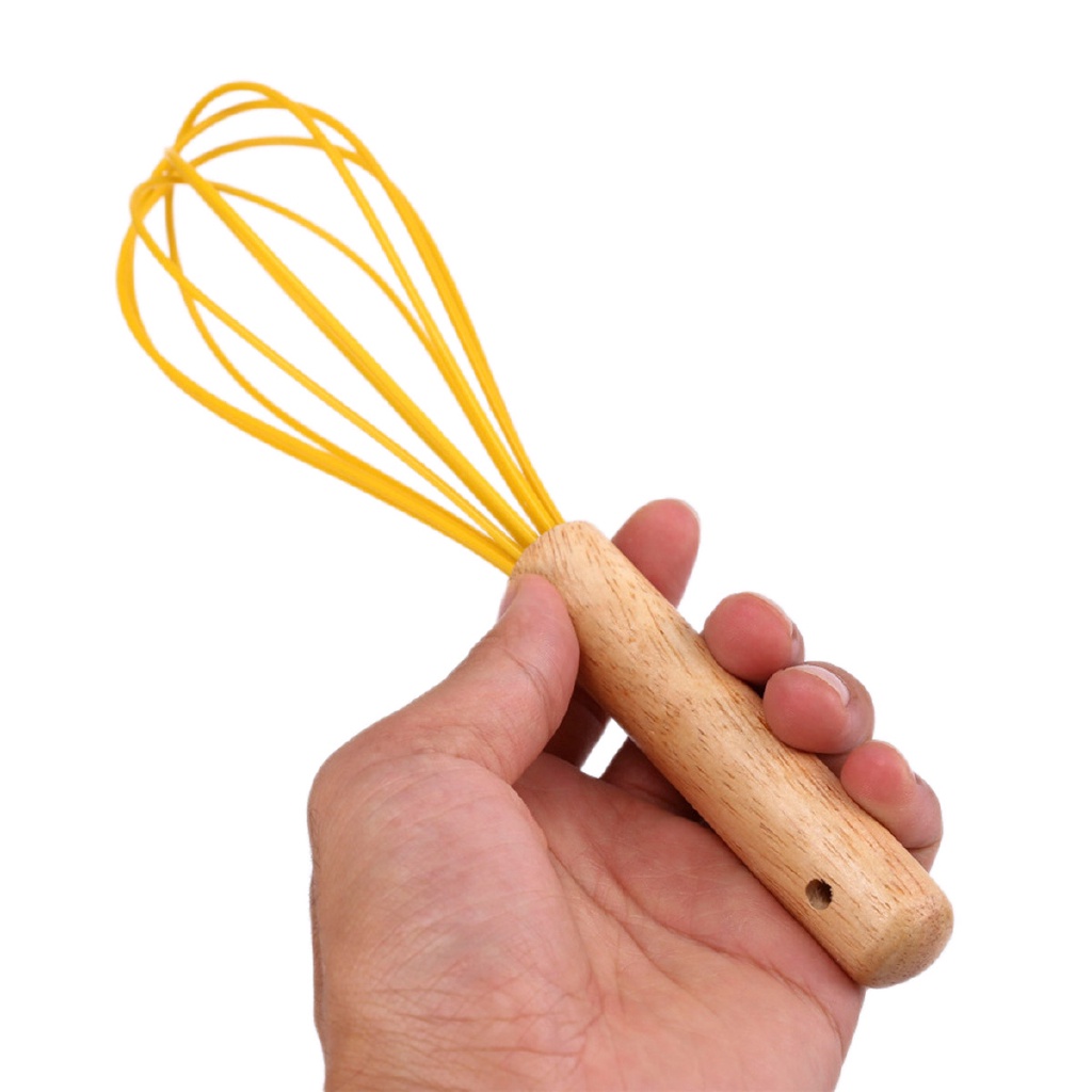 Bộ 3 Cây Đánh Trứng Bằng Silicone Cán Gỗ Thân Thiện Với Môi Trường